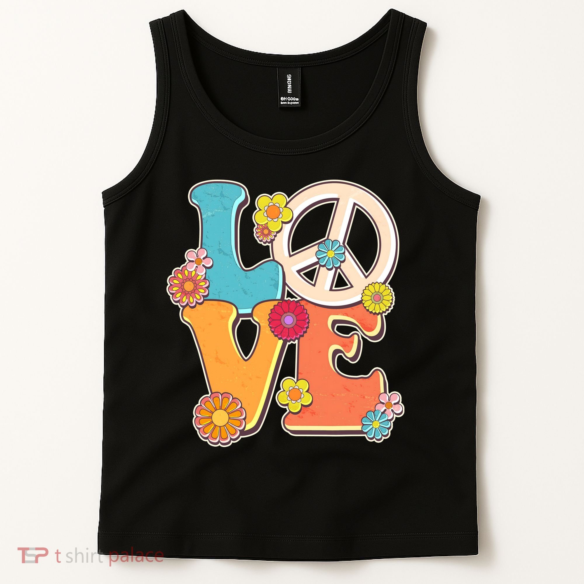 Cute Retro 1960s Flower Power Love Peace Tank Top