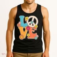 Cute Retro 1960s Flower Power Love Peace Tank Top thumb 3