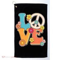 Cute Retro 1960s Flower Power Love Peace Golf Towel thumb 0