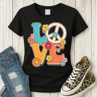 Cute Retro 1960s Flower Power Love Peace Women's T-Shirt thumb 3