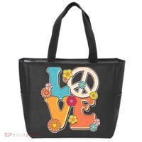 Cute Retro 1960s Flower Power Love Peace Tote Bag thumb 0