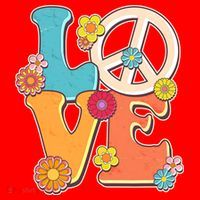 Cute Retro 1960s Flower Power Love Peace Santa Hat thumb 1