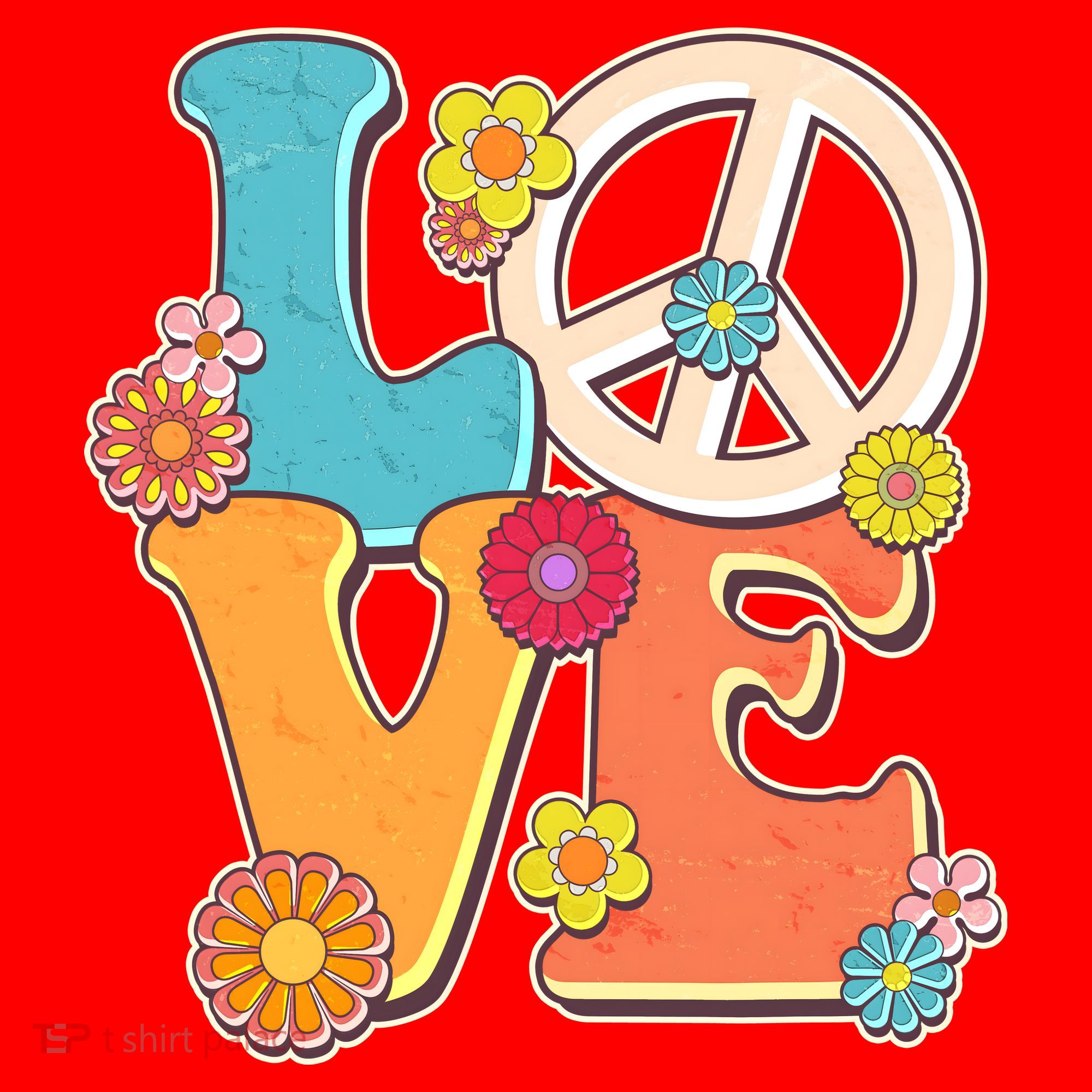 Cute Retro 1960s Flower Power Love Peace Santa Hat