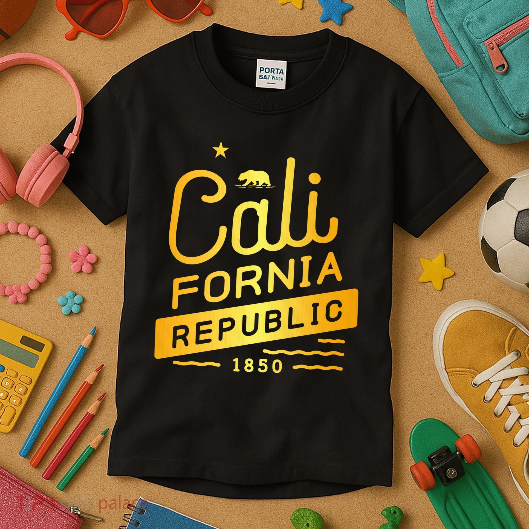 California Republic 1850 Gold Logo Kids T-Shirt