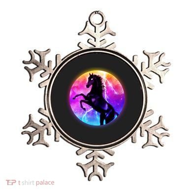 Colorful Retro 80's Eighties Lightning Galaxy Horse Ornament