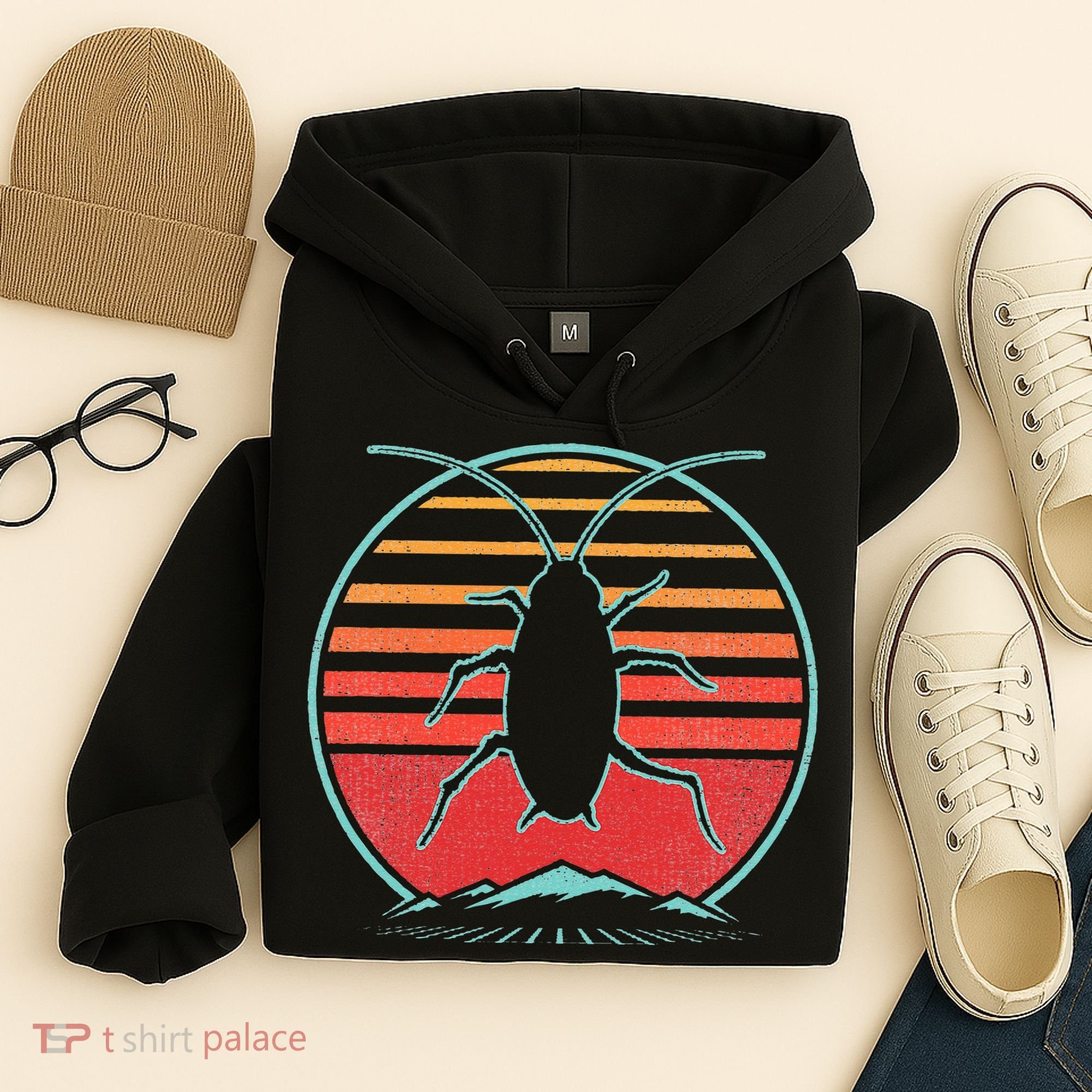 Cockroach Retro 80s Style Pest Control Exterminator Gift Hoodie