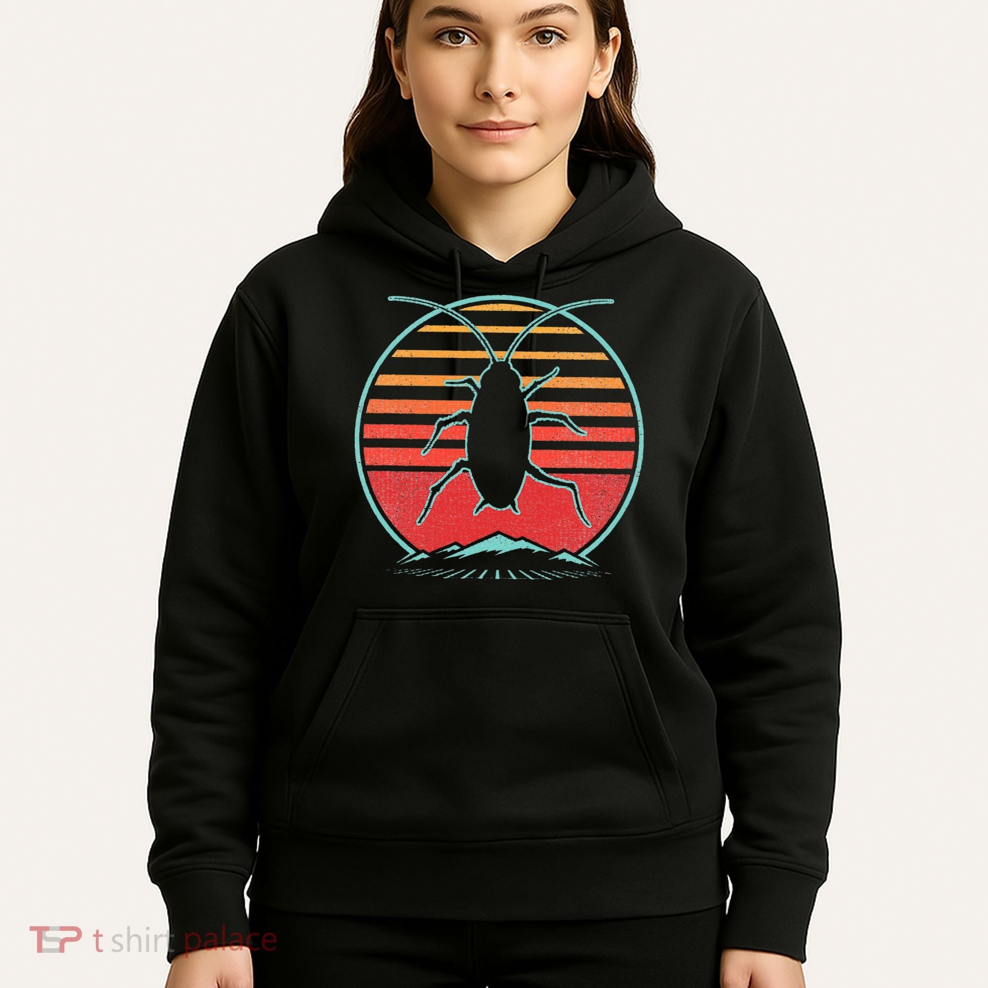 Cockroach Retro 80s Style Pest Control Exterminator Gift Hoodie