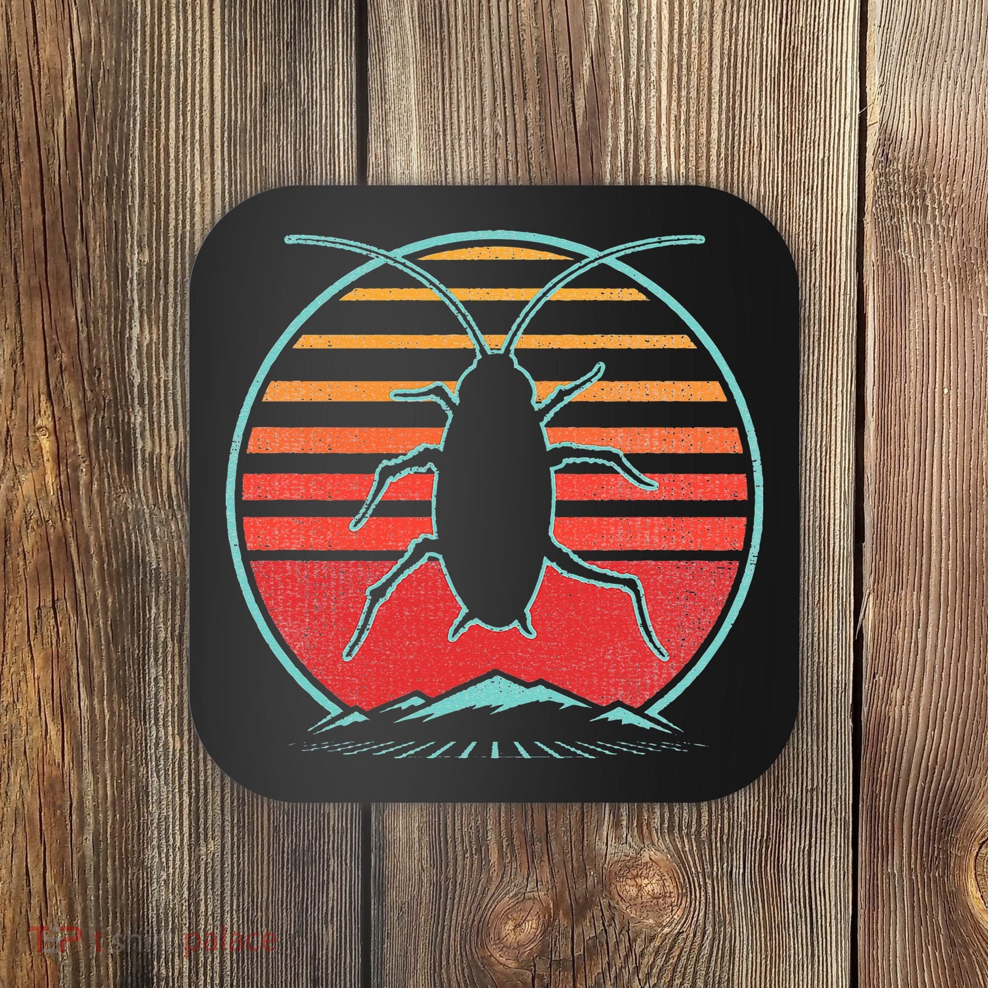 Cockroach Retro 80s Style Pest Control Exterminator Gift Coaster