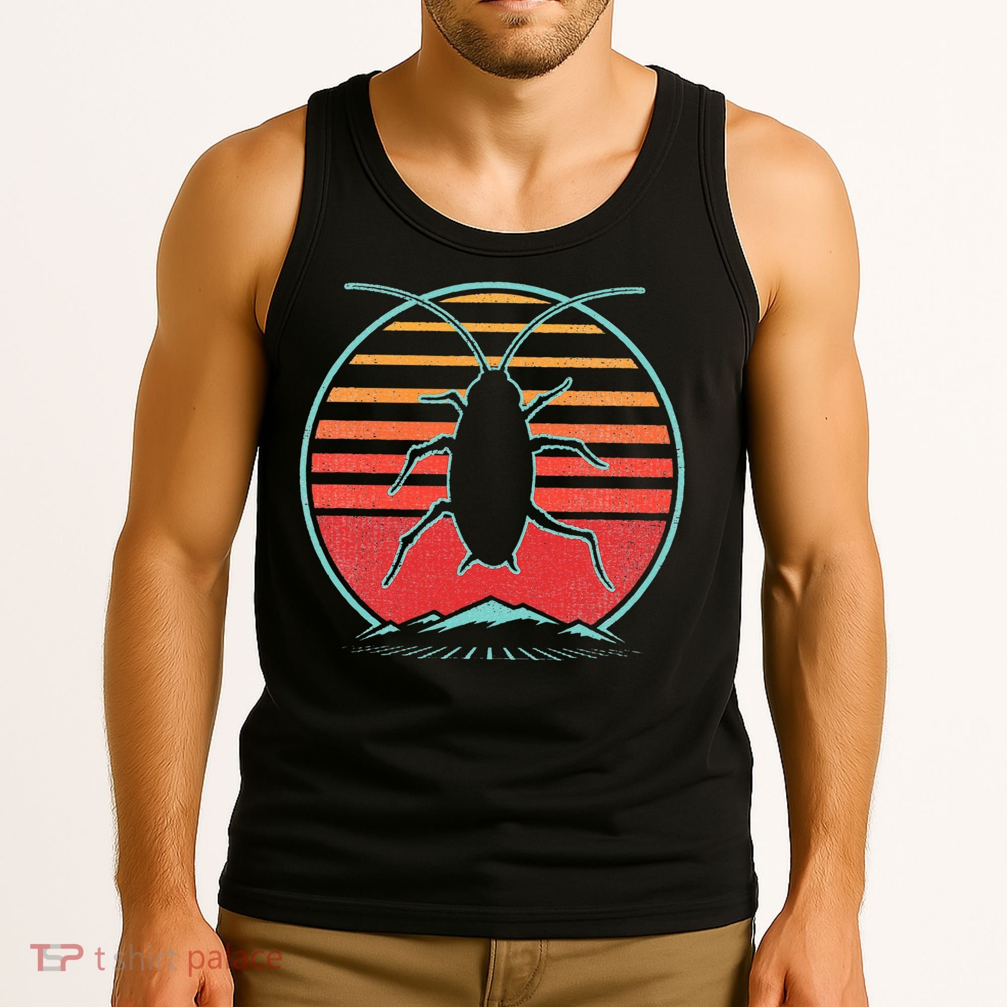 Cockroach Retro 80s Style Pest Control Exterminator Gift Tank Top