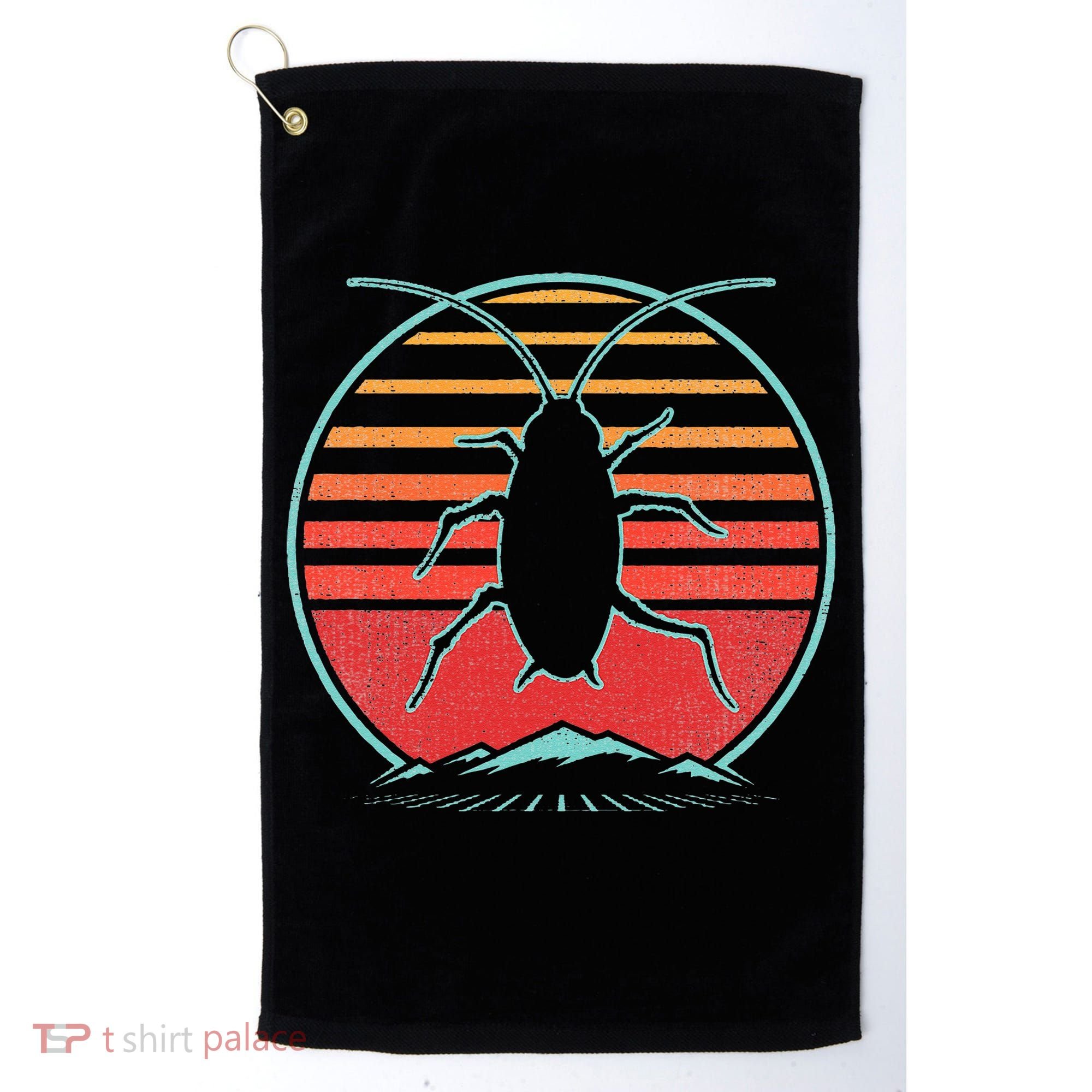Cockroach Retro 80s Style Pest Control Exterminator Gift Golf Towel