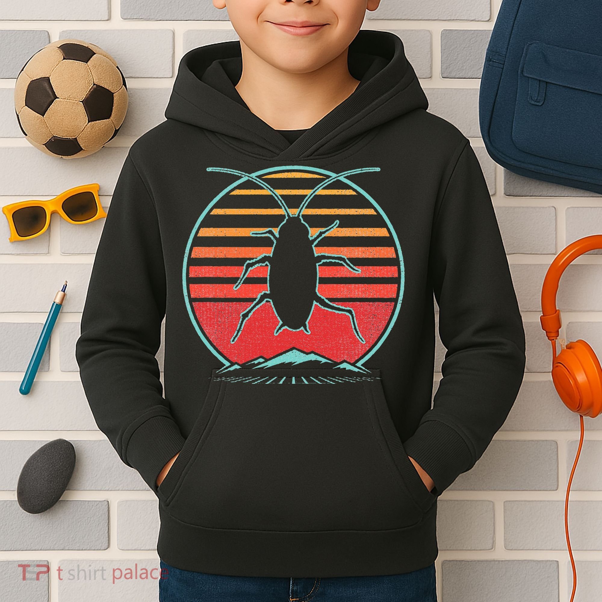 Cockroach Retro 80s Style Pest Control Exterminator Gift Kids Hoodie