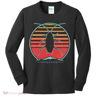 Cockroach Retro 80s Style Pest Control Exterminator Gift Kids Long Sleeve Shirt