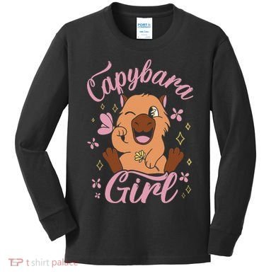 Capybara  Rodent Animals Capybaras Funny Capybara  Kids Long Sleeve Shirt