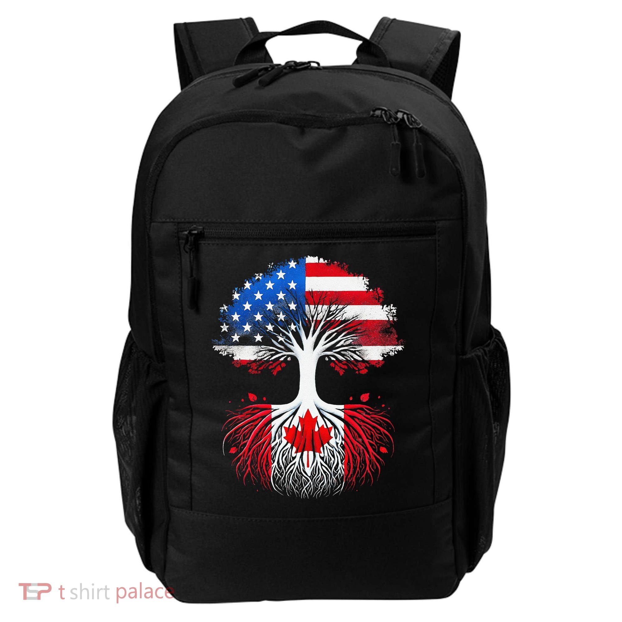 Canadian Roots American Grown Tree Flag Funny Canada Day Backpack