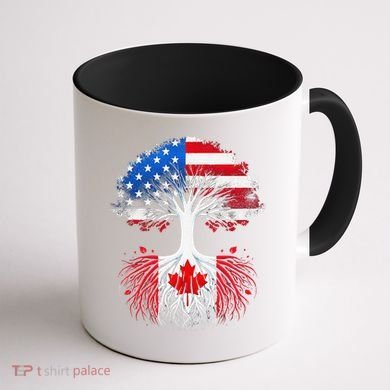 Canadian Roots American Grown Tree Flag Funny Canada Day Coffee Mug back