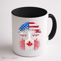 Canadian Roots American Grown Tree Flag Funny Canada Day Coffee Mug thumb 1