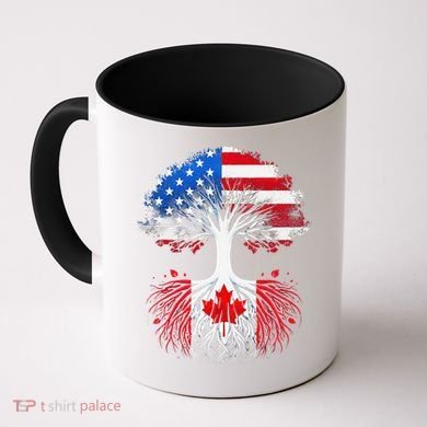Canadian Roots American Grown Tree Flag Funny Canada Day Coffee Mug