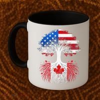 Canadian Roots American Grown Tree Flag Funny Canada Day Coffee Mug thumb 2