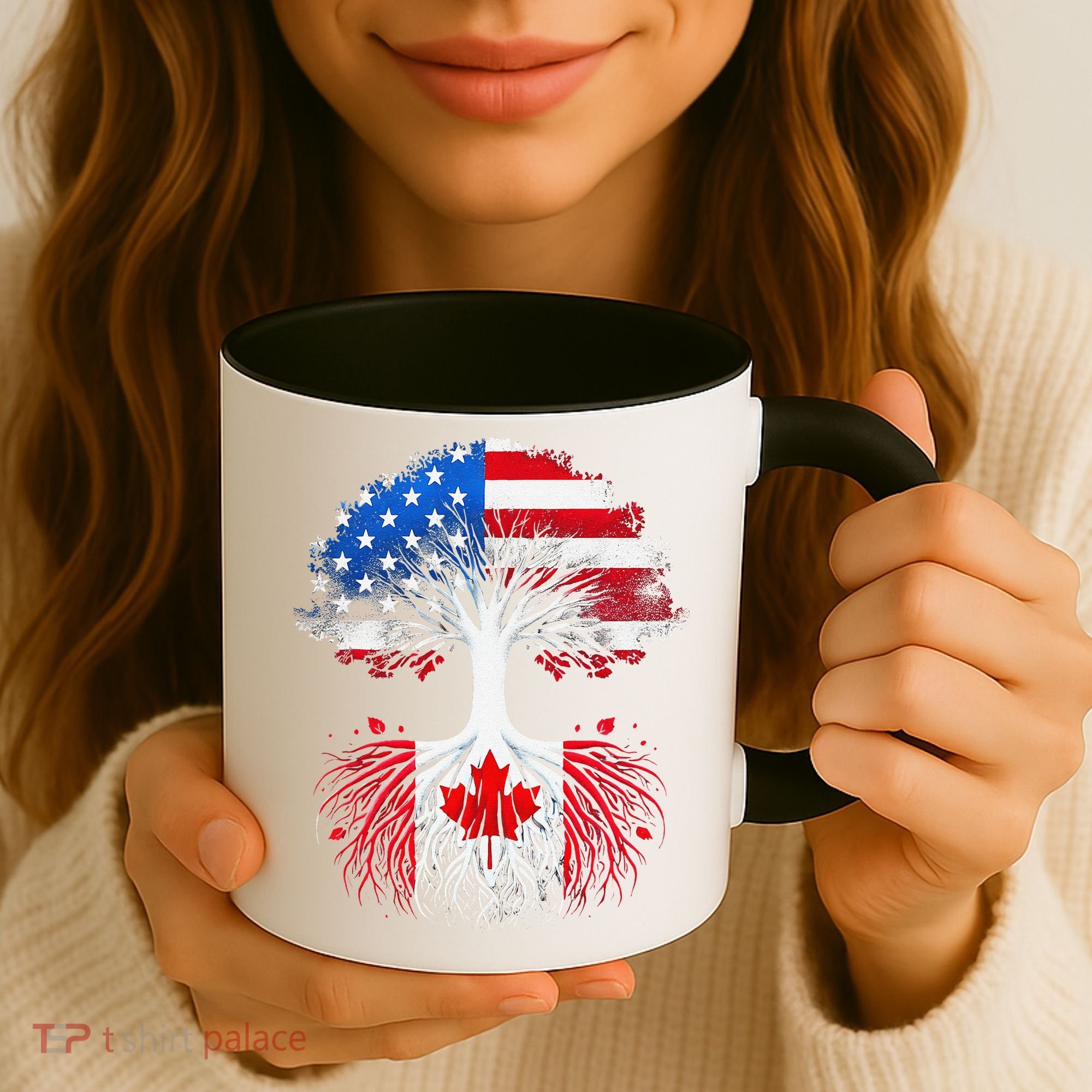 Canadian Roots American Grown Tree Flag Funny Canada Day Coffee Mug
