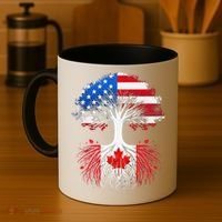 Canadian Roots American Grown Tree Flag Funny Canada Day Coffee Mug thumb 4
