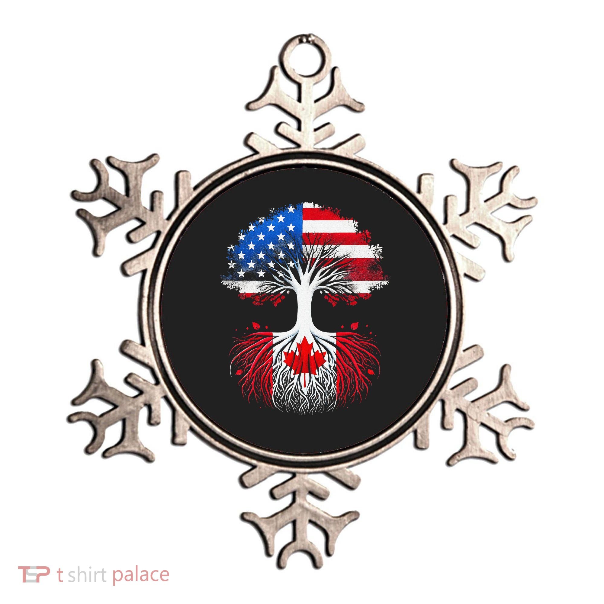 Canadian Roots American Grown Tree Flag Funny Canada Day Ornament