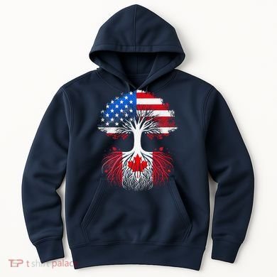 Canadian Roots American Grown Tree Flag Funny Canada Day Hoodie