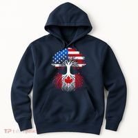 Canadian Roots American Grown Tree Flag Funny Canada Day Hoodie thumb 0