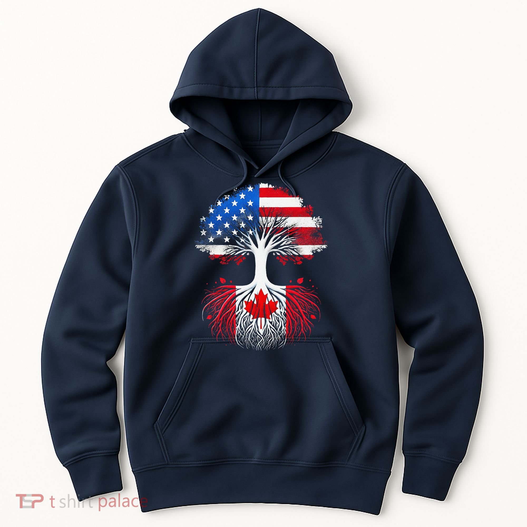 Canadian Roots American Grown Tree Flag Funny Canada Day Hoodie