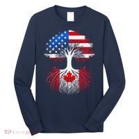 Canadian Roots American Grown Tree Flag Funny Canada Day Long Sleeve Shirt thumb 0