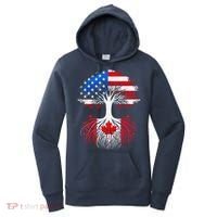 Canadian Roots American Grown Tree Flag Funny Canada Day Women's Hoodie thumb 0