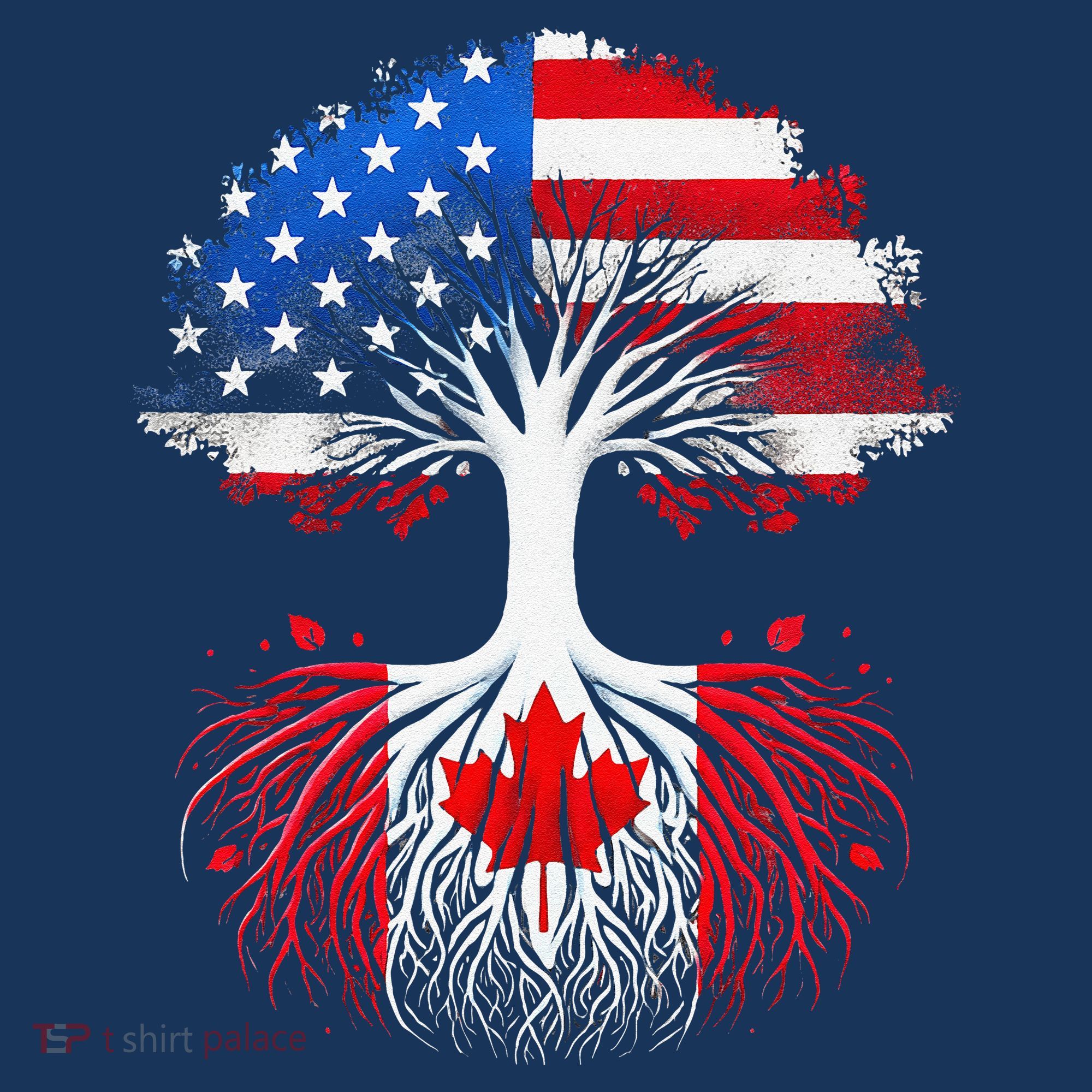 Canadian Roots American Grown Tree Flag Funny Canada Day Women's Hoodie