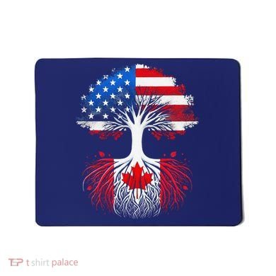 Canadian Roots American Grown Tree Flag Funny Canada Day Mousepad