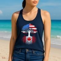 Canadian Roots American Grown Tree Flag Funny Canada Day Women's Tank Top thumb 2