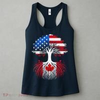 Canadian Roots American Grown Tree Flag Funny Canada Day Women's Tank Top thumb 3