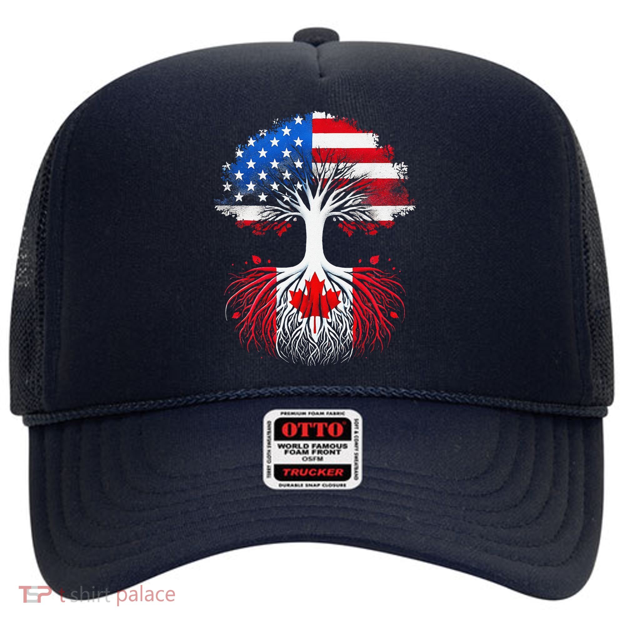 Canadian Roots American Grown Tree Flag Funny Canada Day Hat