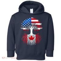Canadian Roots American Grown Tree Flag Funny Canada Day Toddler Hoodie thumb 0