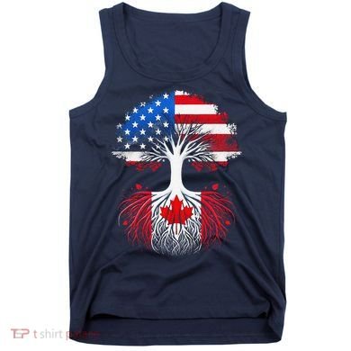 Canadian Roots American Grown Tree Flag Funny Canada Day Tank Top