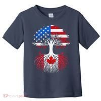 Canadian Roots American Grown Tree Flag Funny Canada Day Toddler T-Shirt thumb 0
