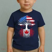 Canadian Roots American Grown Tree Flag Funny Canada Day Toddler T-Shirt thumb 2