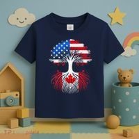 Canadian Roots American Grown Tree Flag Funny Canada Day Toddler T-Shirt thumb 3