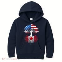 Canadian Roots American Grown Tree Flag Funny Canada Day Kids Hoodie thumb 0