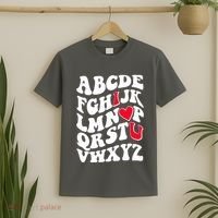 Cute Retro Abcs I Love You Valentine School Teacher Student Life T-Shirt thumb 2