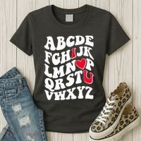 Cute Retro Abcs I Love You Valentine School Teacher Student Life Women's T-Shirt thumb 3