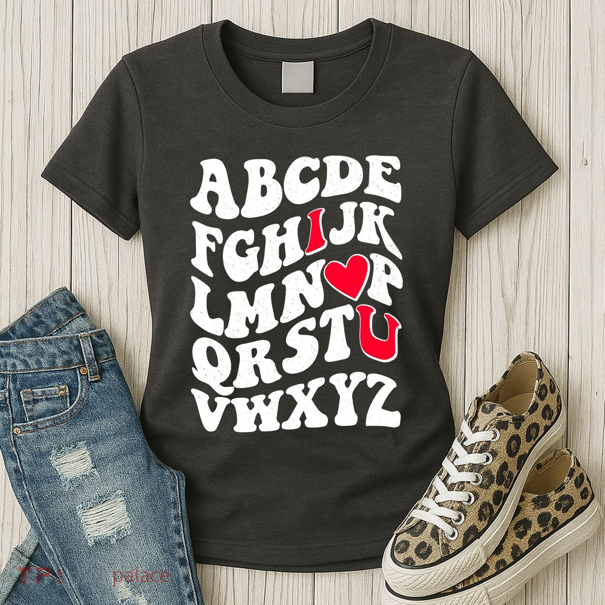 Cute Retro Abcs I Love You Valentine School Teacher Student Life Women's T-Shirt