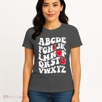 Cute Retro Abcs I Love You Valentine School Teacher Student Life Women's T-Shirt thumb 4