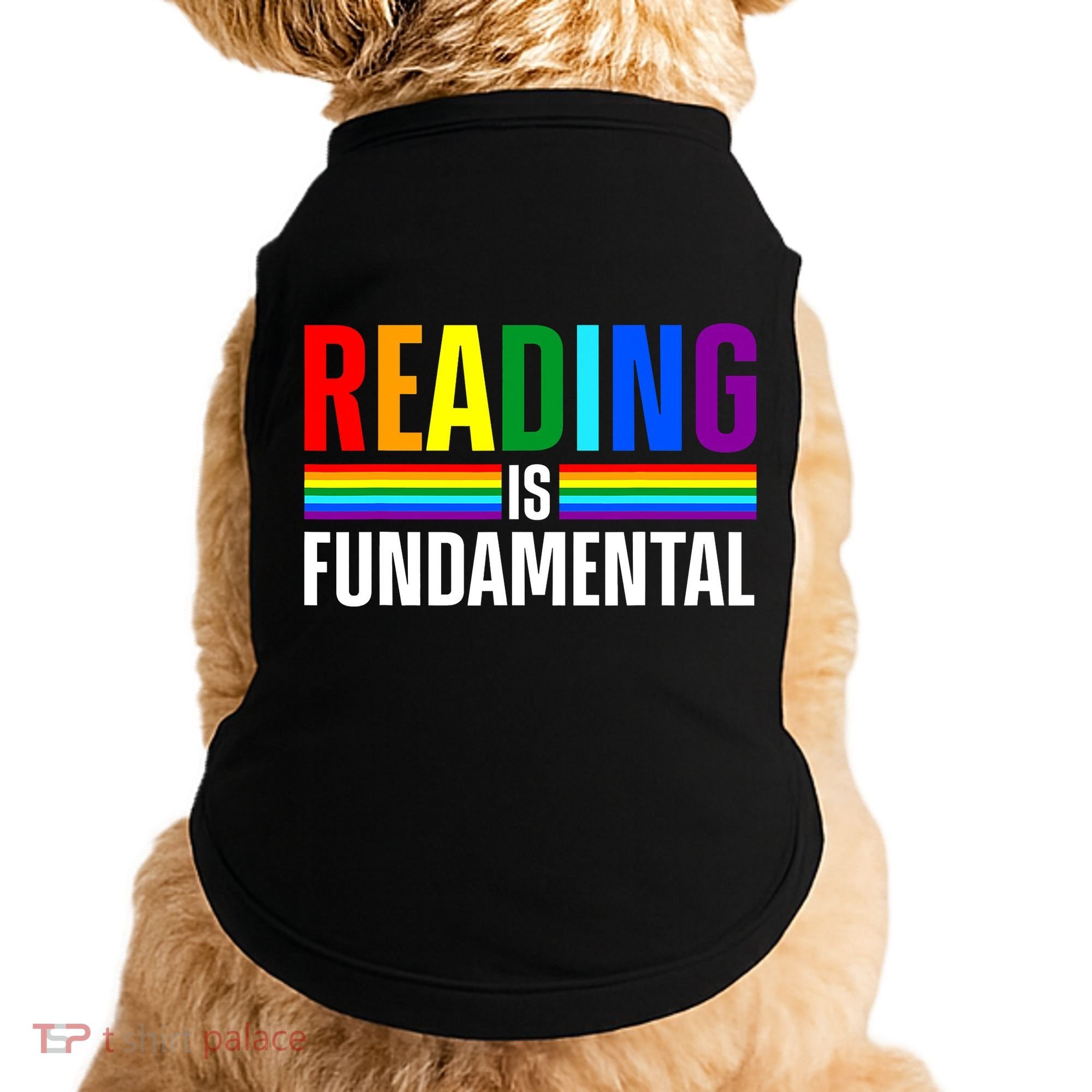 Cool Reading Art Library Bookworm Rainbow Book Doggie Tank