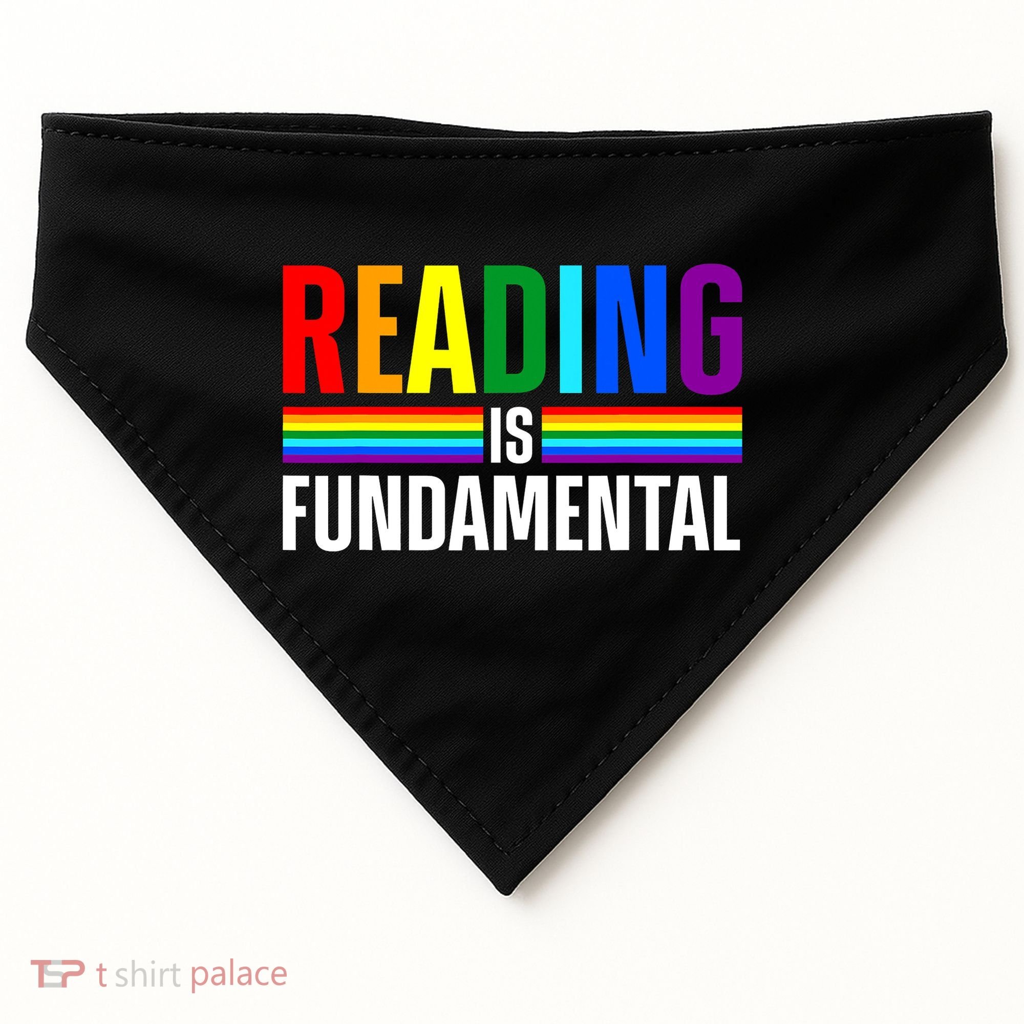 Cool Reading Art Library Bookworm Rainbow Book USA-Made Doggie Bandana