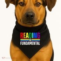 Cool Reading Art Library Bookworm Rainbow Book USA-Made Doggie Bandana thumb 1