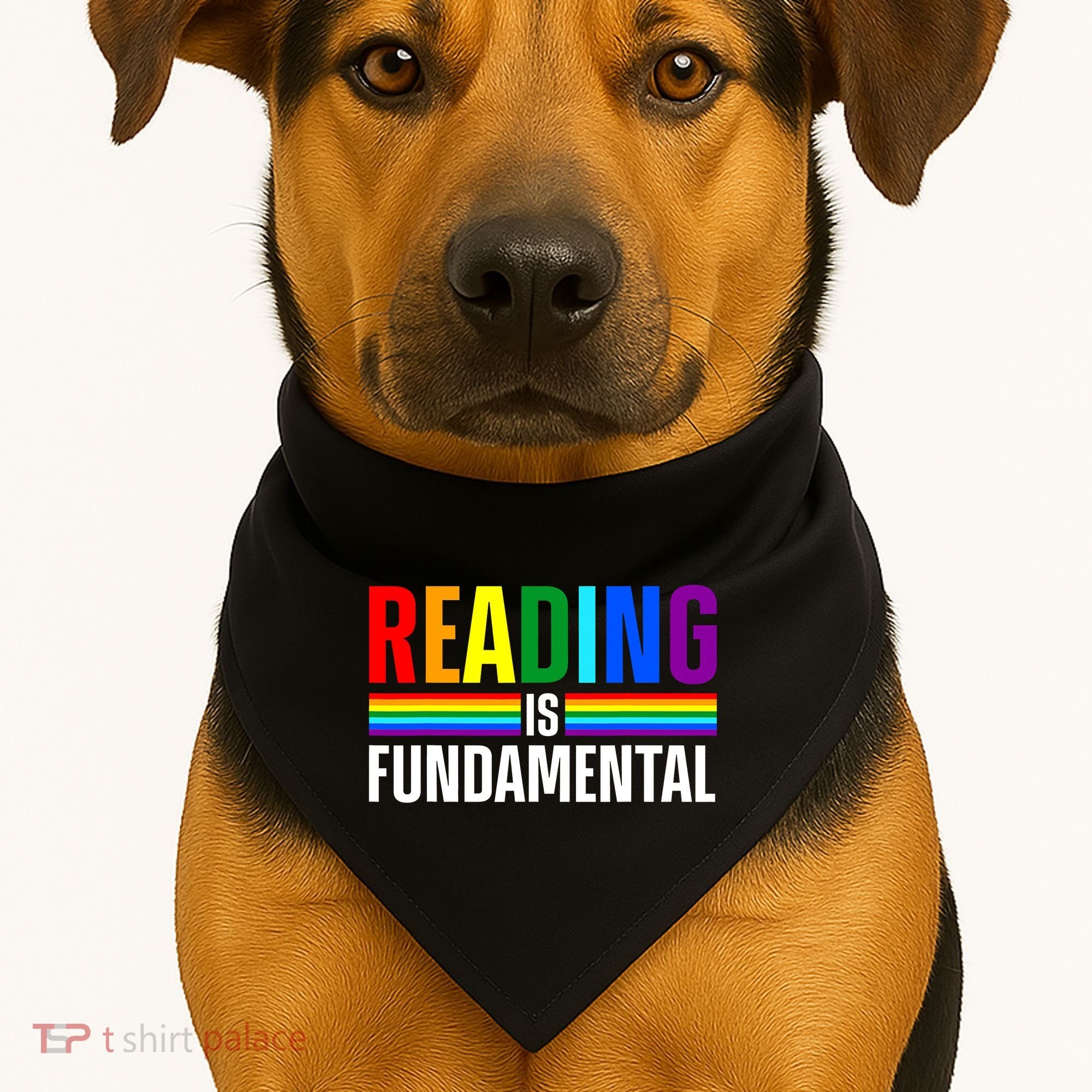 Cool Reading Art Library Bookworm Rainbow Book USA-Made Doggie Bandana