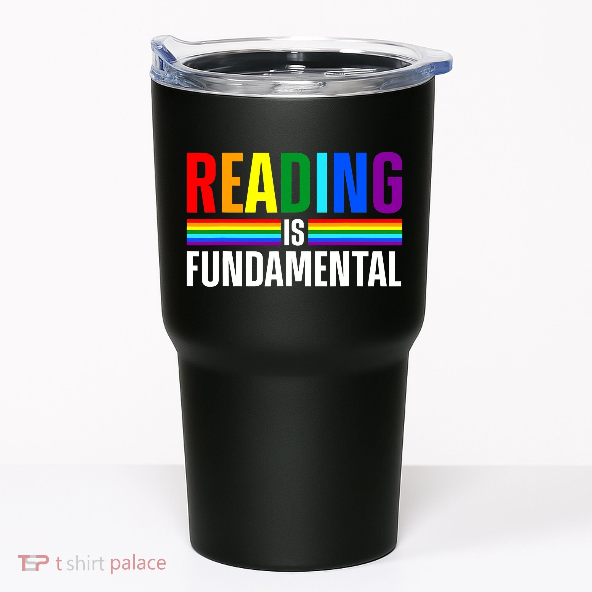 Cool Reading Art Library Bookworm Rainbow Book Tumbler